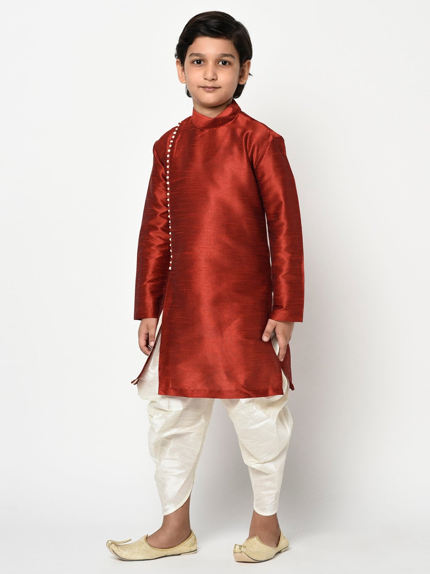 Deyann Kids Red & White Solid Full Sleeves Kurta with Patiala