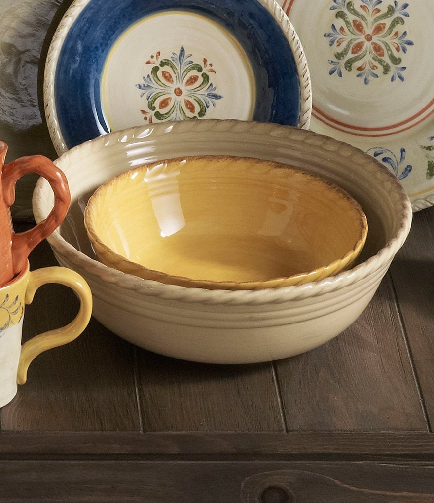 Artimino Tuscan Countryside Rope-Edged Stoneware Soup Bowl