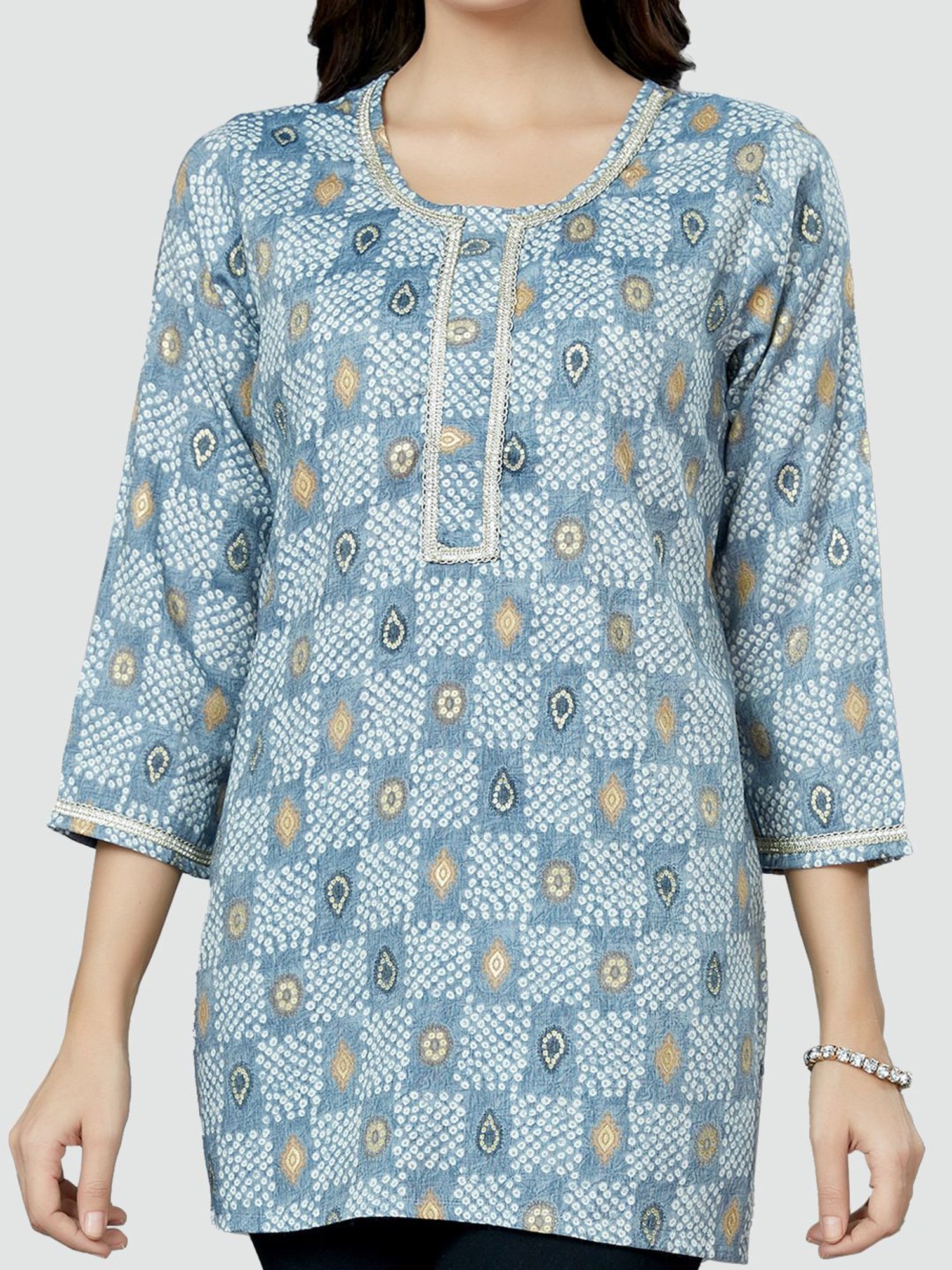 Saree Swarg Blue Printed Tunic