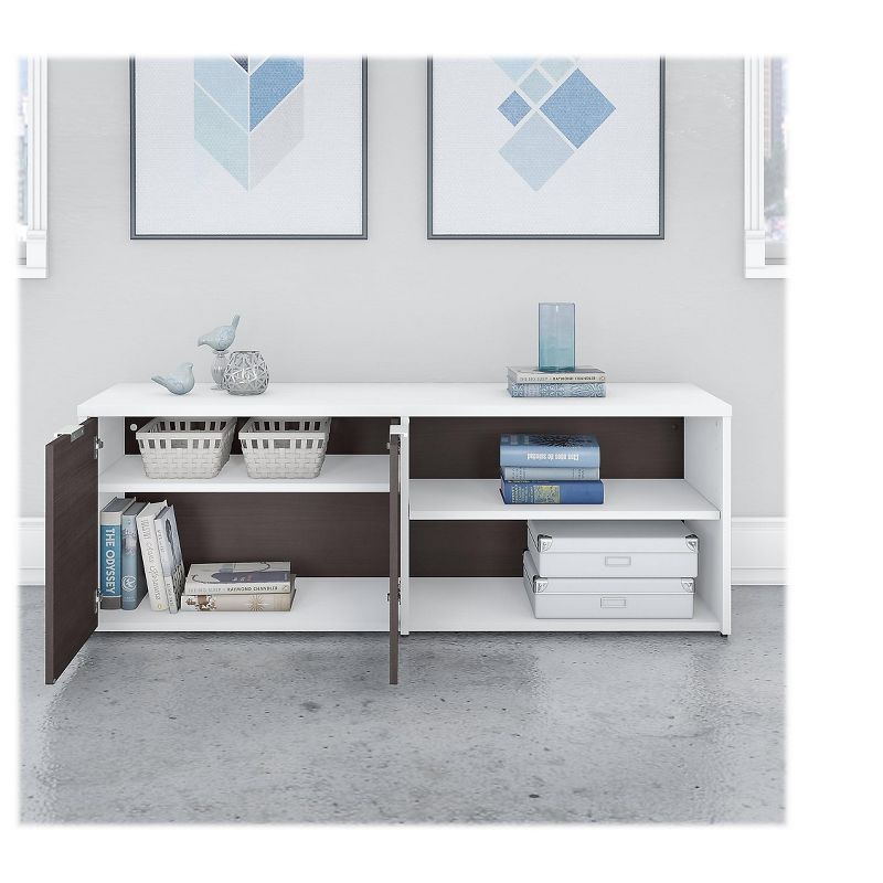 Bush Business Furniture 21.2 Low Storage Cabinet w/Doors and 4 Shelves Storm Gray/White JTS160SGWH