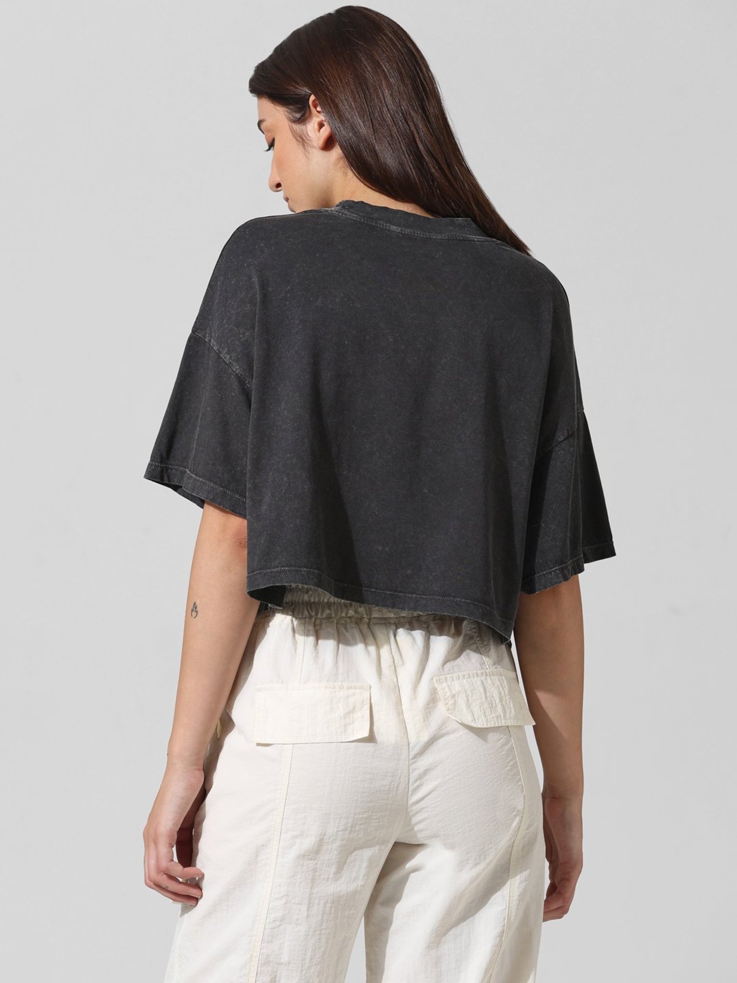 Only Black Cotton Graphic Print Oversized T-Shirt