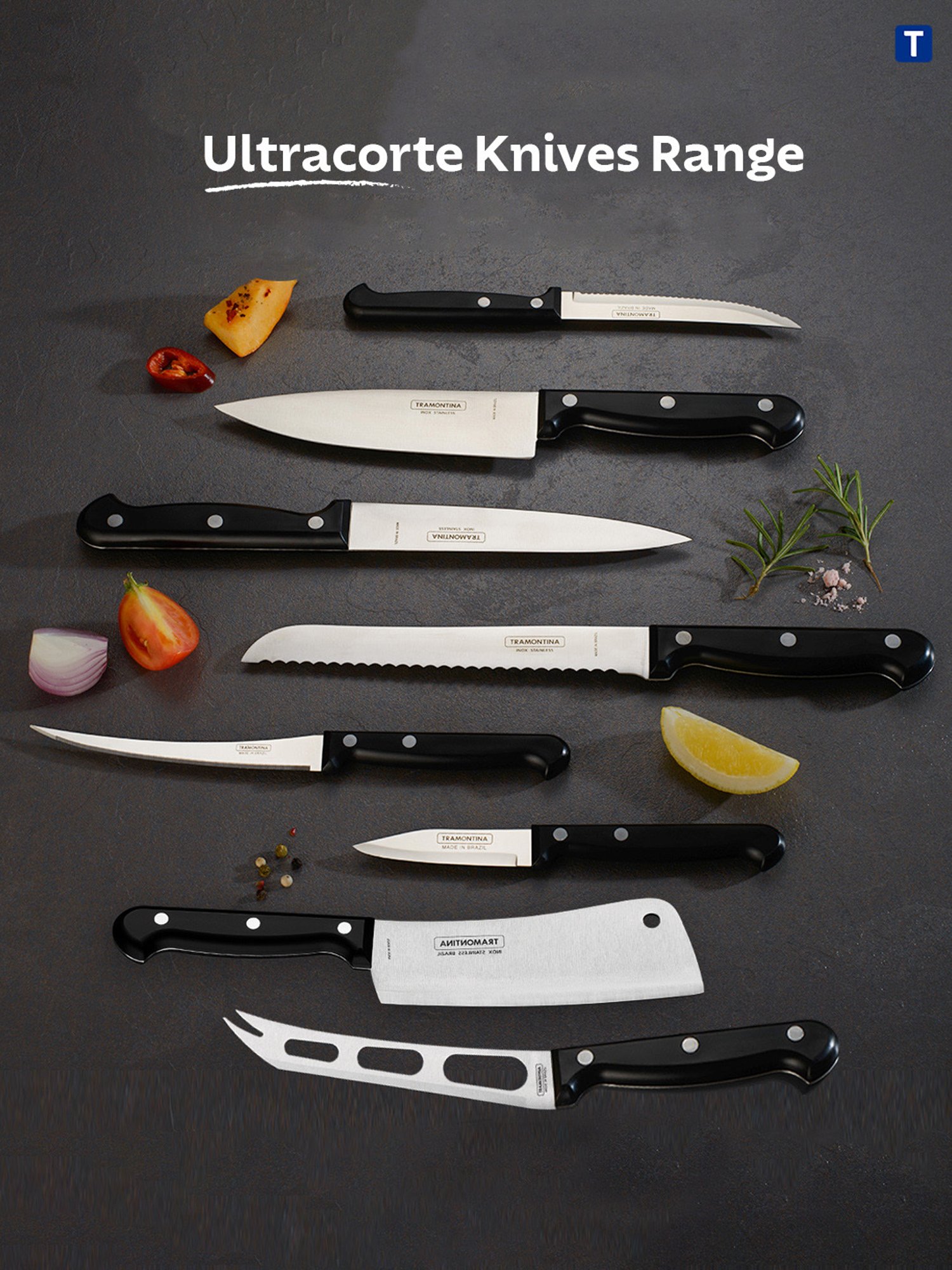 Tramontina Ultracorte Stainless Steel Fruit Knife Plain Edge 4.7" Antimicrobial Kitchen Knife