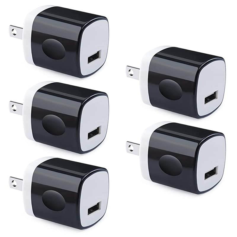 USB Charging Block  5Pack 1A Single Port USB Cube Plug Travel Power Adapter Fast Wall Charger Brick Compatible Phone XS MAXX876S Plus Samsung S10S9+S8S7S6 Edge LG G7G6G5V30 Moto