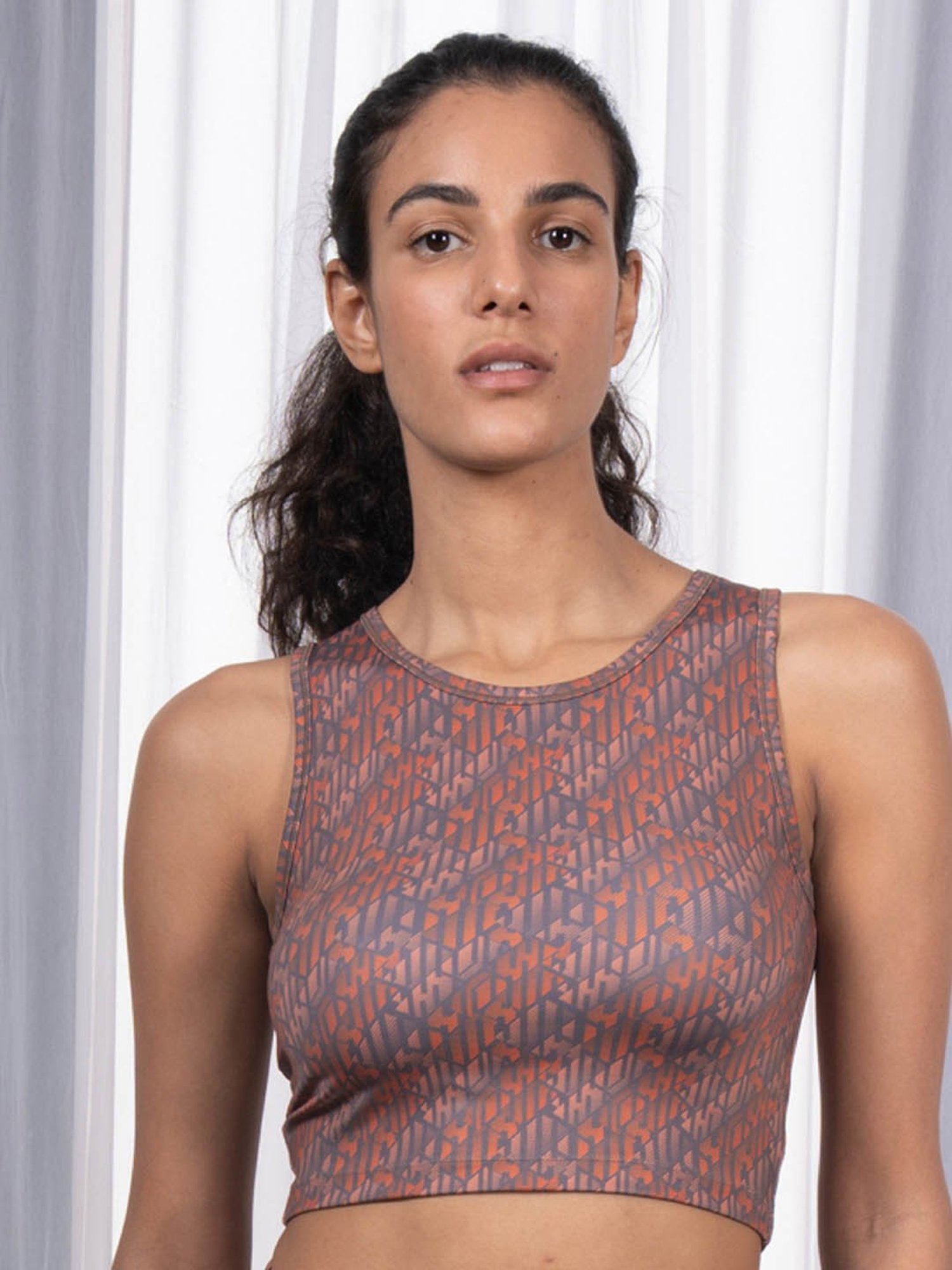 Soie Multicolor Geometric Print Crop Top