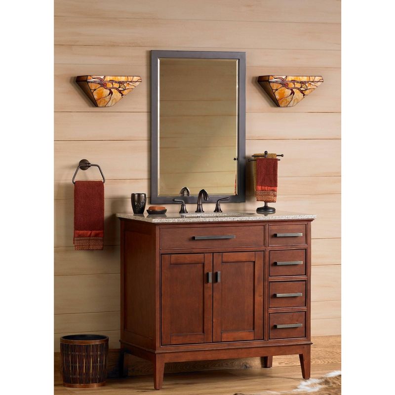 Robert Louis Tiffany Wall Light Sconce Budding Branch Art Glass Hardwired 14" Wide Fixture for Bedroom Bathroom Hallway