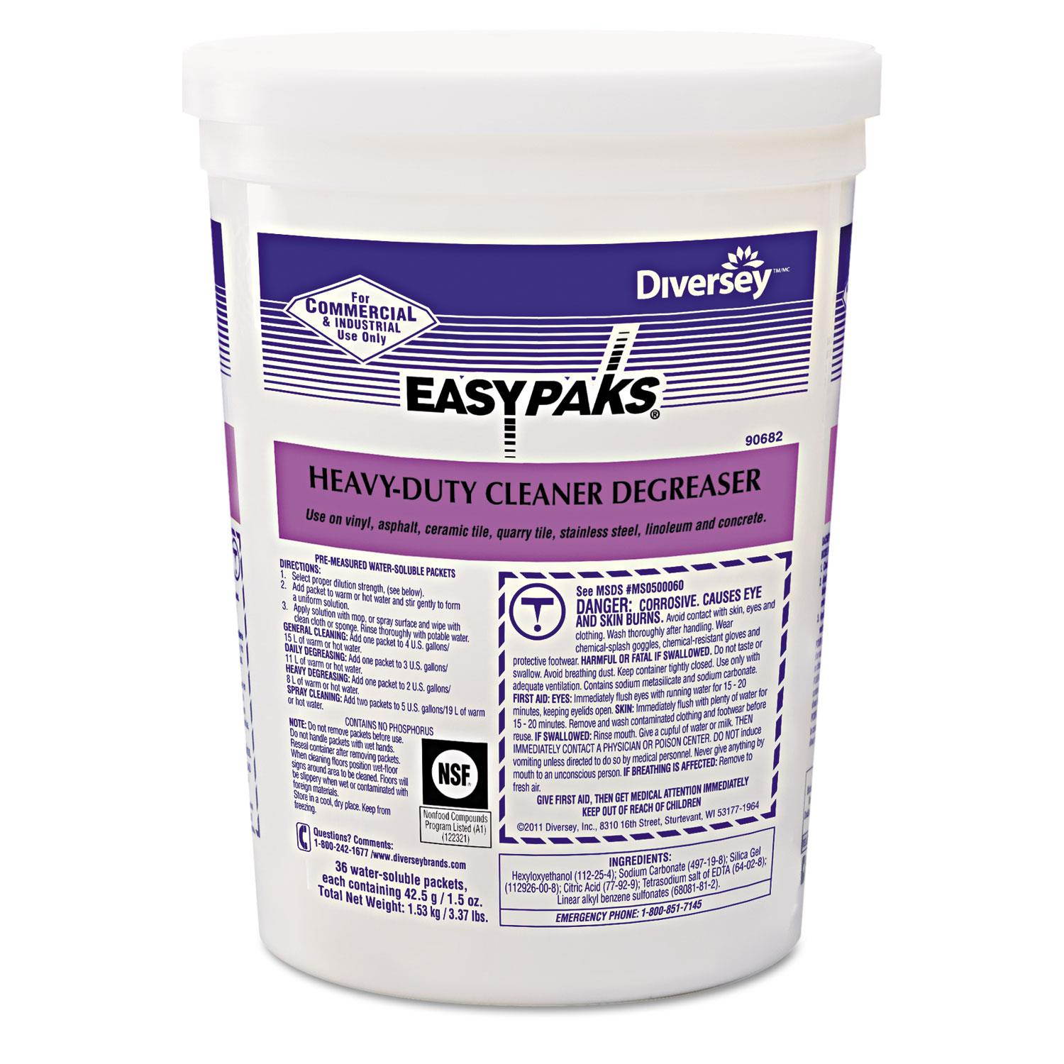 Easy Paks Heavy-Duty Cleaner/Degreaser 1.5oz Packet 36/Tub 2 Tubs/Carton 990682