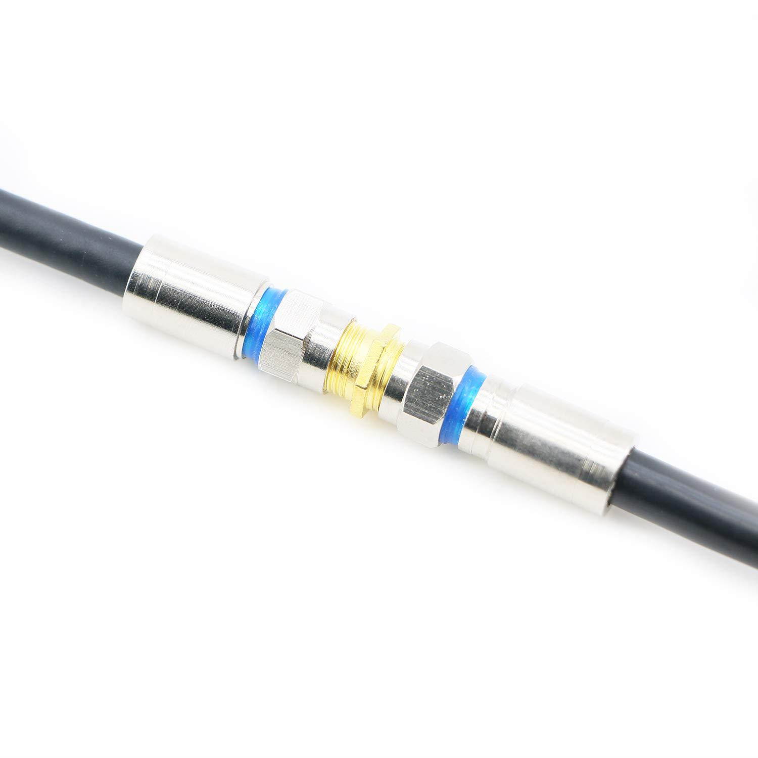 Saisn RG6 Connector Golden Plated F-Type RG6 Coaxial Coupler Cable Extension Adapter (10 Pack)