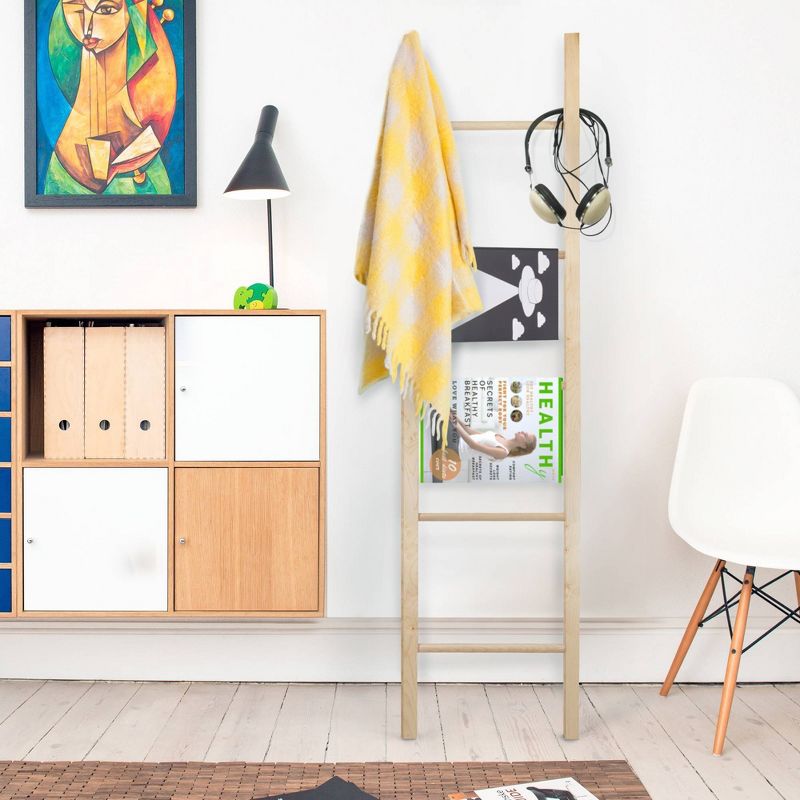 Blanket Storage Decorative Ladder Natural Maple - Flora Home