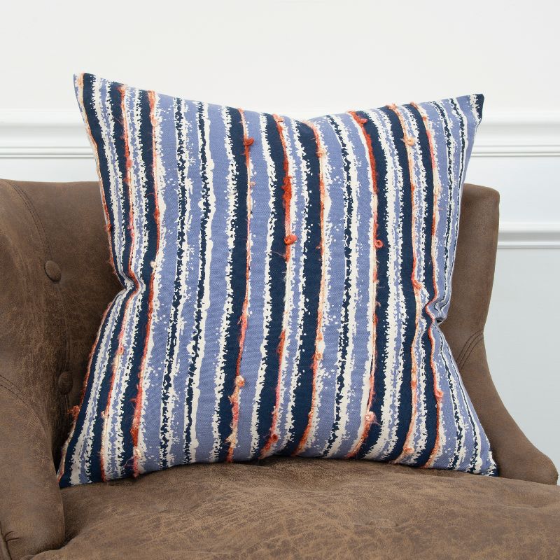 Stripe Decorative Filled Oversize Square Throw Pillow Blue - Rizzy Home