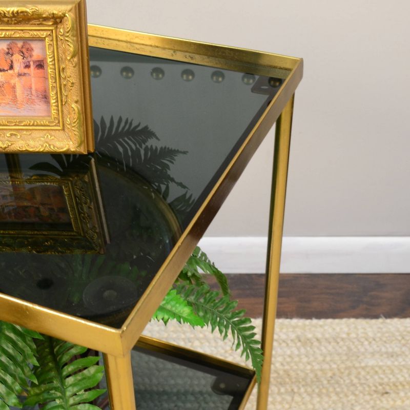 Shea Side Accent Table with Shelf Black/Gold - Carolina Chair & Table