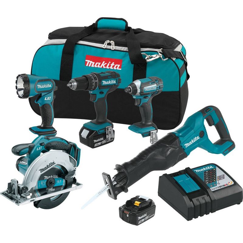 Makita XT505 18V LXT Lithium-Ion 5-Tool Cordless Combo Kit (3 Ah)