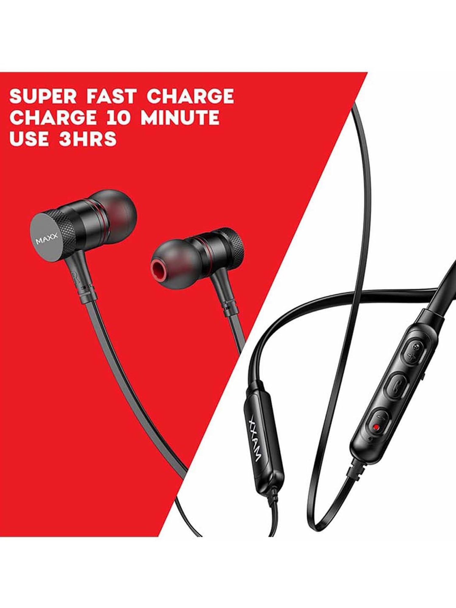 Maxx NX1 Wireless Neckband with Noise Cancellation (Black)