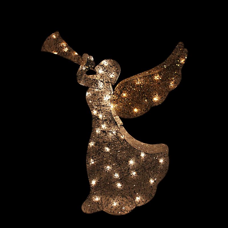 Penn 46" Lighted Two-Sided Inspirational Angel with Trumpet Outdoor Christmas Yard Art Decoration