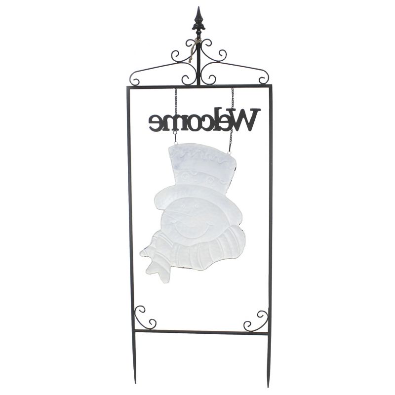 Christmas 50.5" 59" Welcome Snowman Sign Yard Landscape Decor Poke Christmas  -  Freestanding Signs