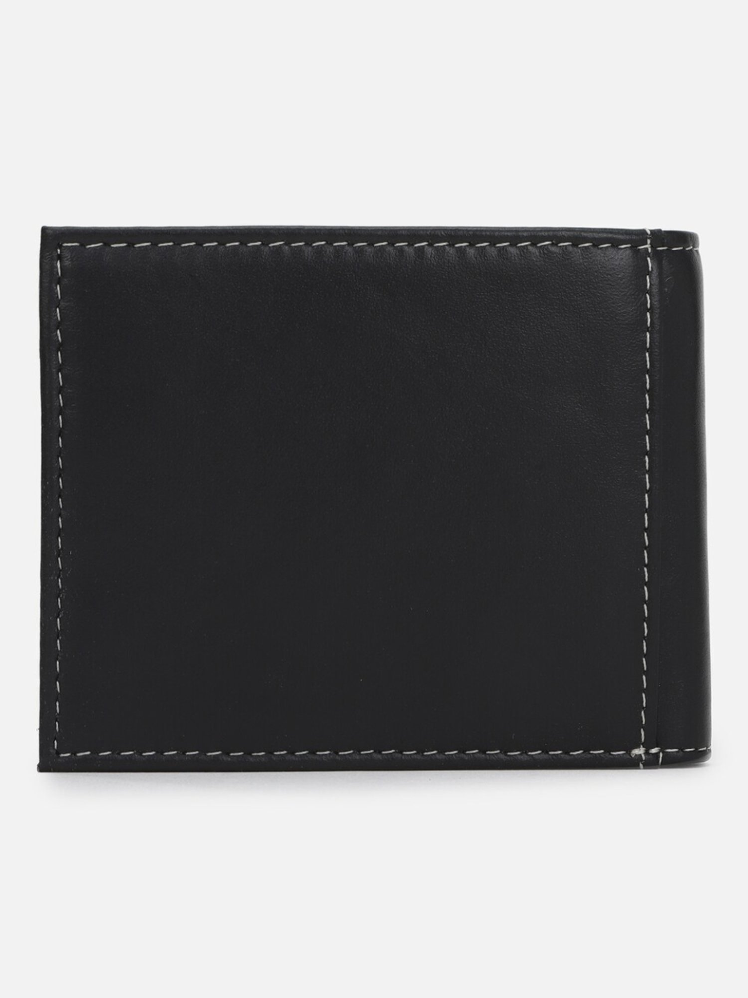 Louis Philippe Black Leather Paneled Bi-Fold Wallet
