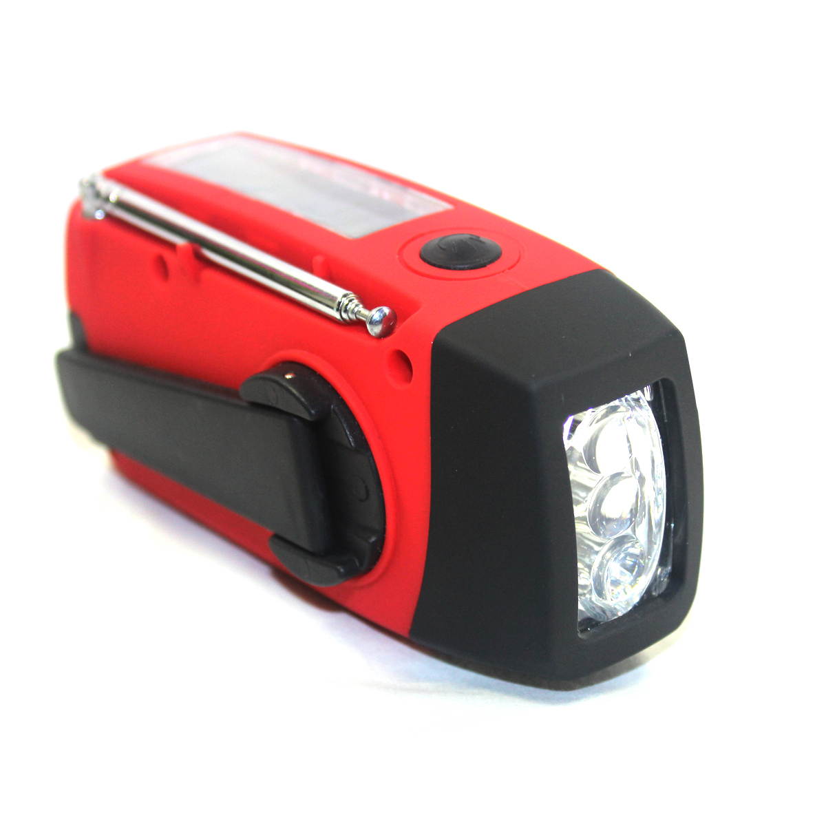 Foxnovo Portable Multi-functional Emergency Solar/Hand Crank Dynamo/USB Powered AM/FM/WB NOAA Weather Radio 3-LEDs Flashlight Cellphone Charger (Red)