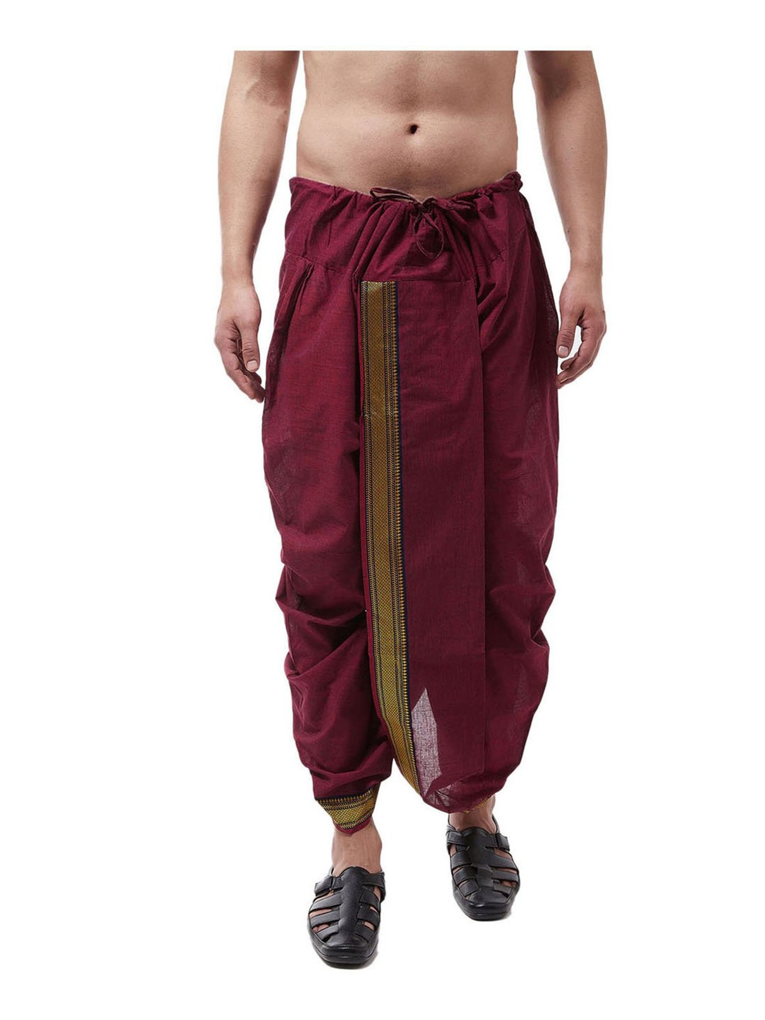 Sojanya Maroon & Gold Dhotis