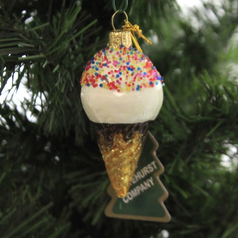 Holiday Ornaments 2.75" Ice Cream Cone. Sprnkles Sugar Cone  -  Tree Ornaments