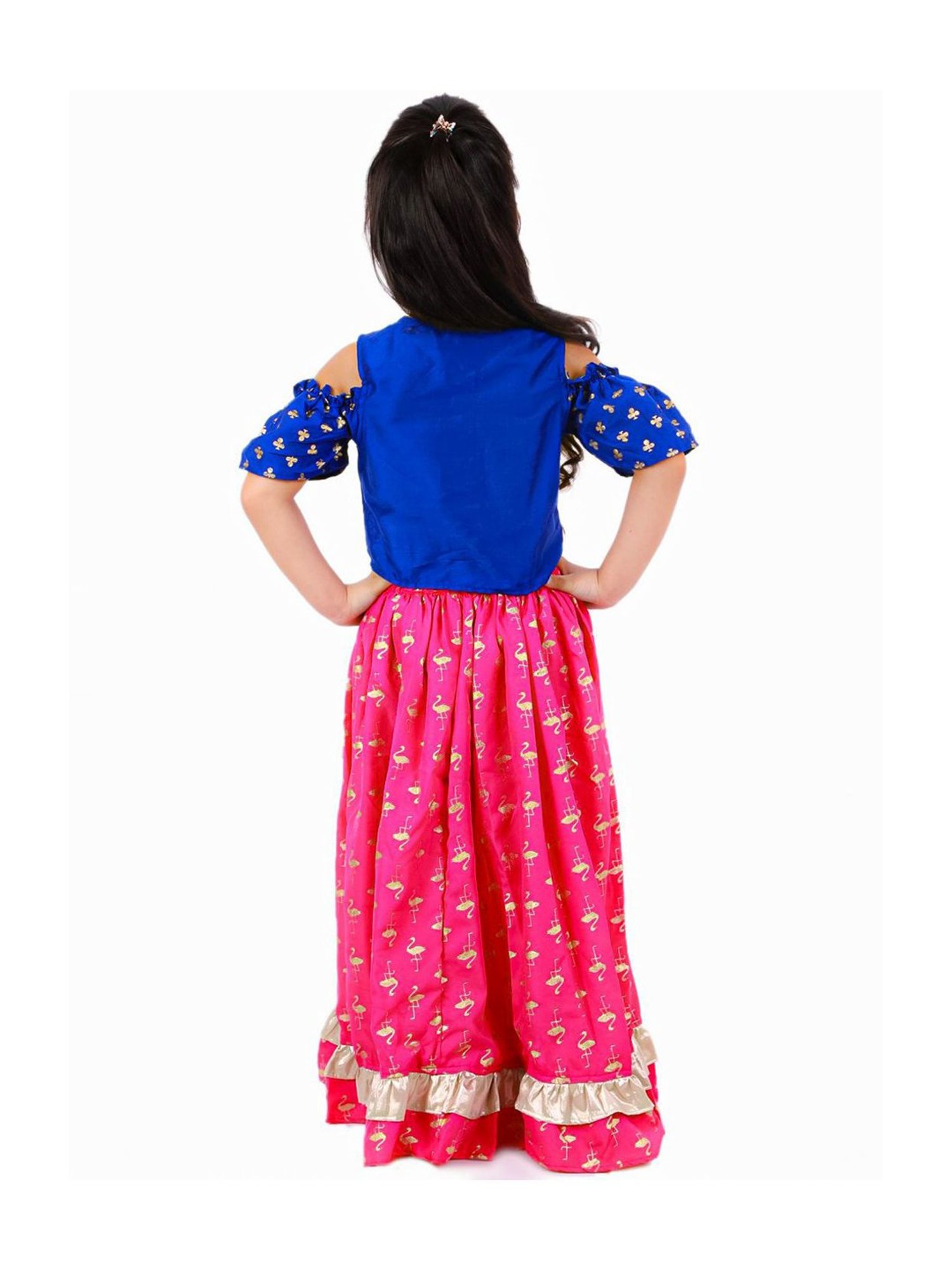TWISHA Kids Blue & Pink Printed Lehenga Choli
