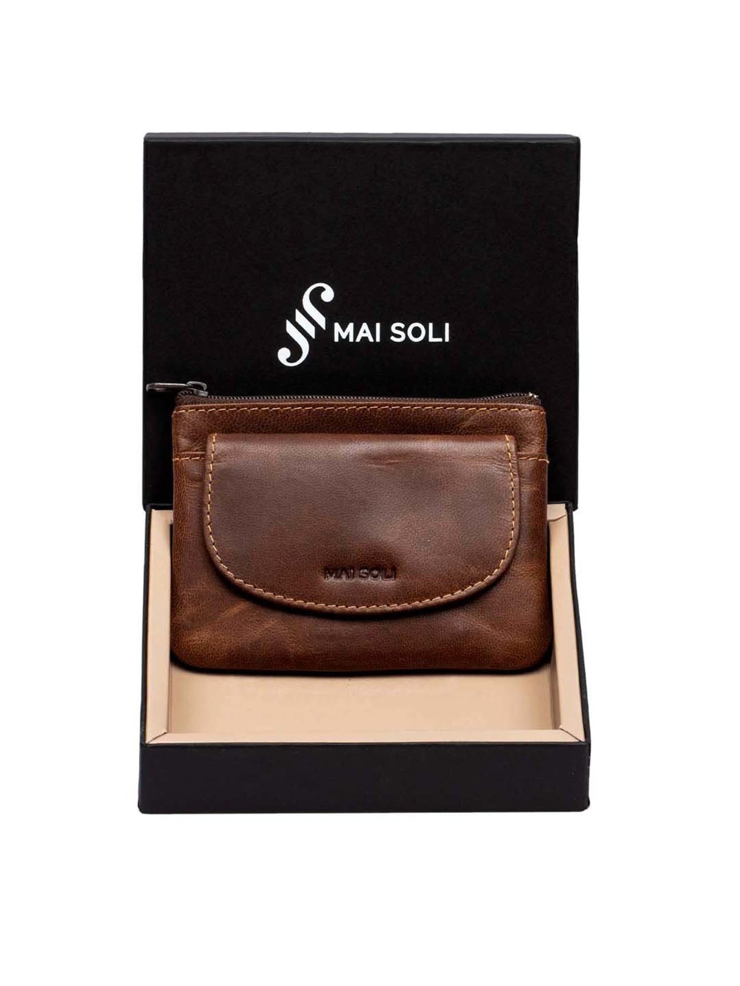 Mai Soli Brown Solid Pouch with Key Ring