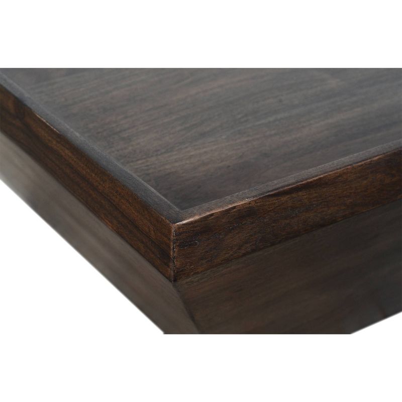 36" Square Shape Acacia Wood Coffee Table with Trapezoid Base Brown - The Urban Port