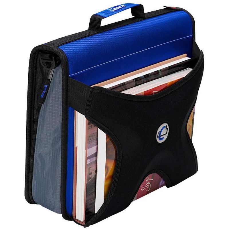 Case-it The X-Hugger Zipper Binder with Tab File, 2 Inch O-Ring, Blue