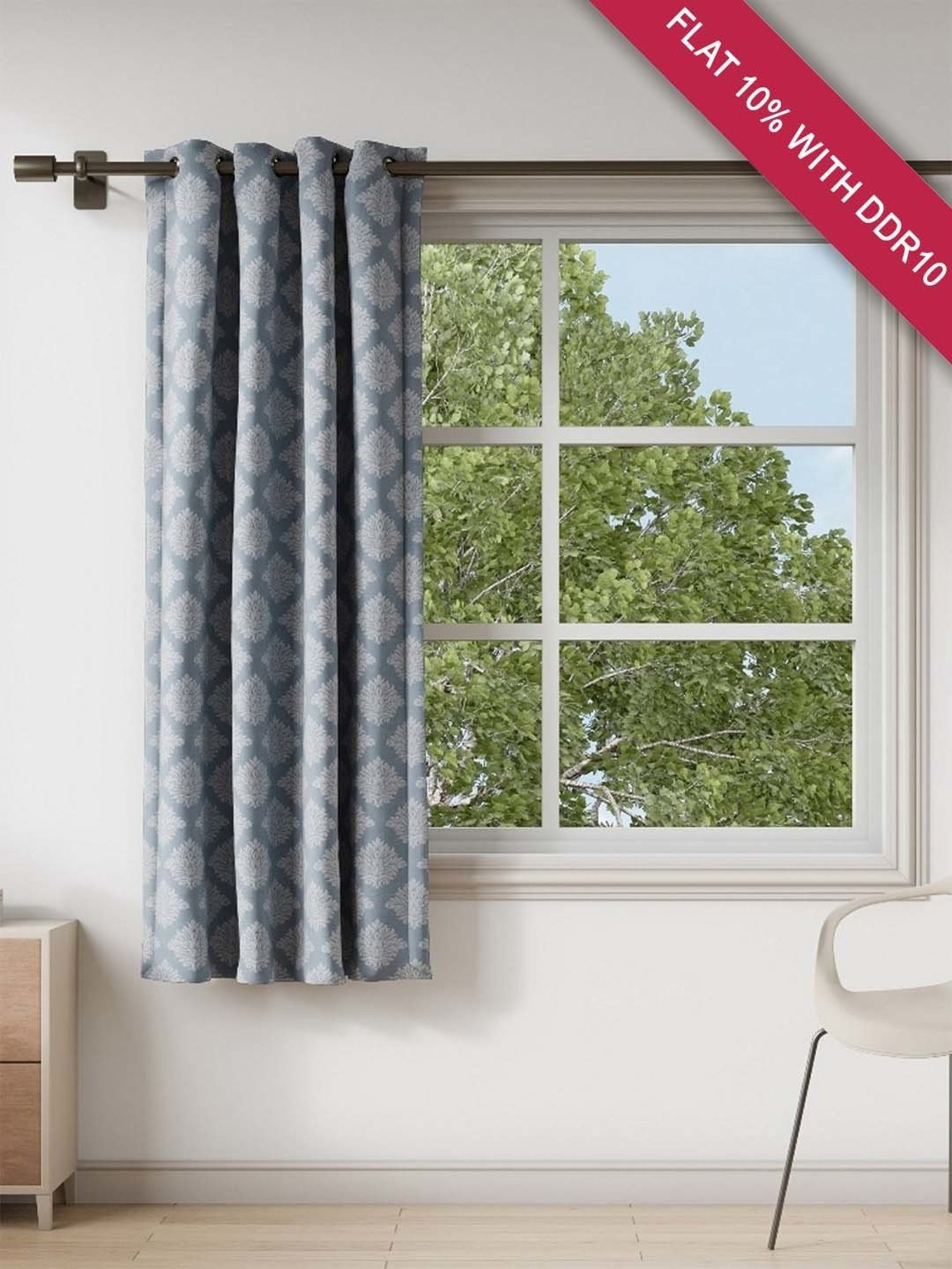 Ddecor Live Beautiful Blue Polyester 5 ft Window Curtain