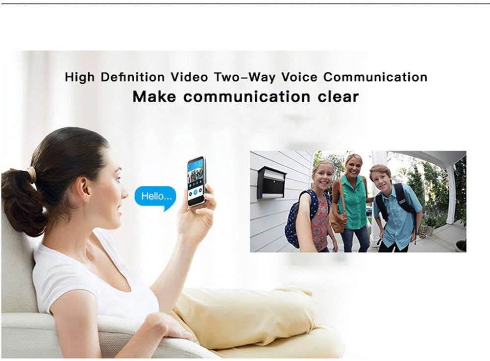 WIFI Video Doorbell, Wireless Smart Doorbell 720P HD Security Camera Intercom Door Real-Time Two-Way Talk and Video, Night Vision, PIR Motion Detection and App Control for IOS and Android