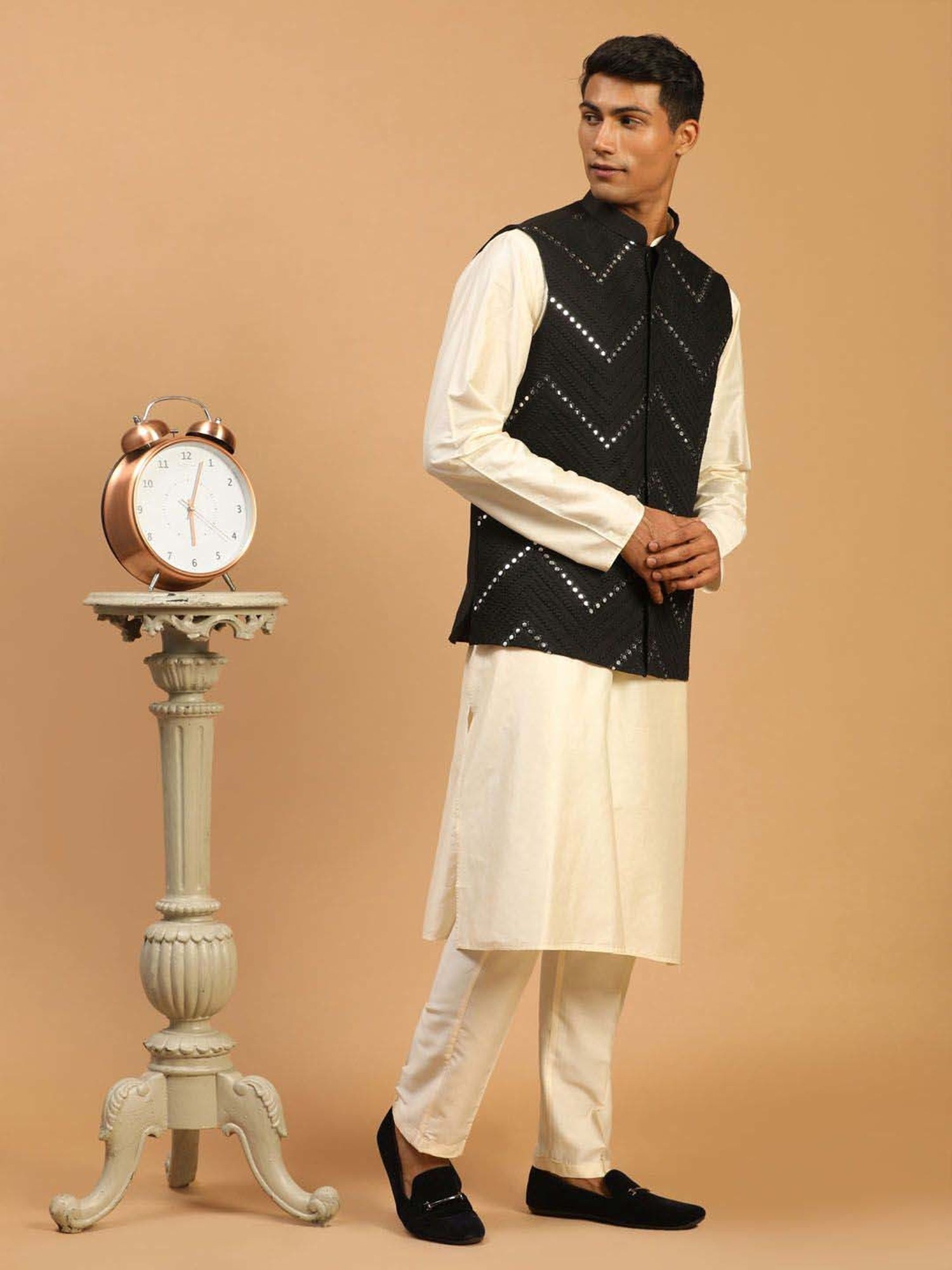 Sanwara White Regular Fit Chikankari Kurta & Churidar Set