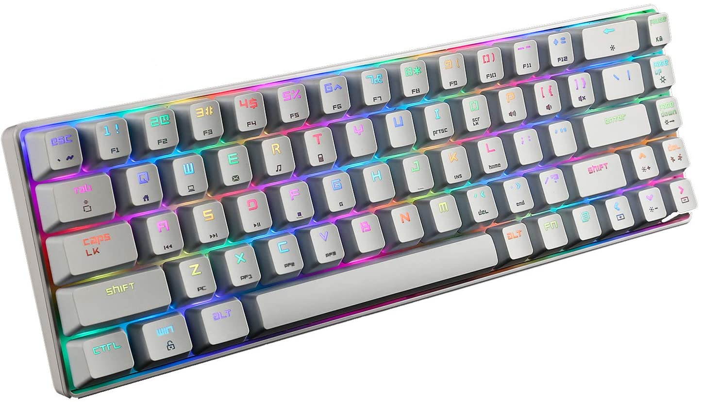 CUUWE Portable RGB Gaming Office Magic Refiner MK14 60% Mechanical Keyboard USB 68 Keys Backlit Anti-ghosting Keyboard for PC Laptop (Blue Switch)