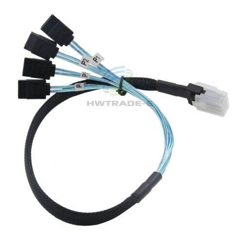 2Pcs Mini SAS SFF-8087 36Pin to 4 SATA 7Pin HD Splitter Breakout Cable 50cm Blue