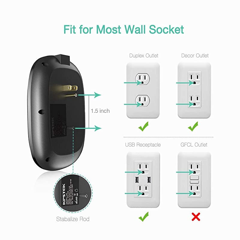 6Outlet Wall Plug Outlet Extender Surge Protector with 3 USB Ports 34A Total Multi Plug Wall Adapter for Home Office and Dorm Room Black KS3336f