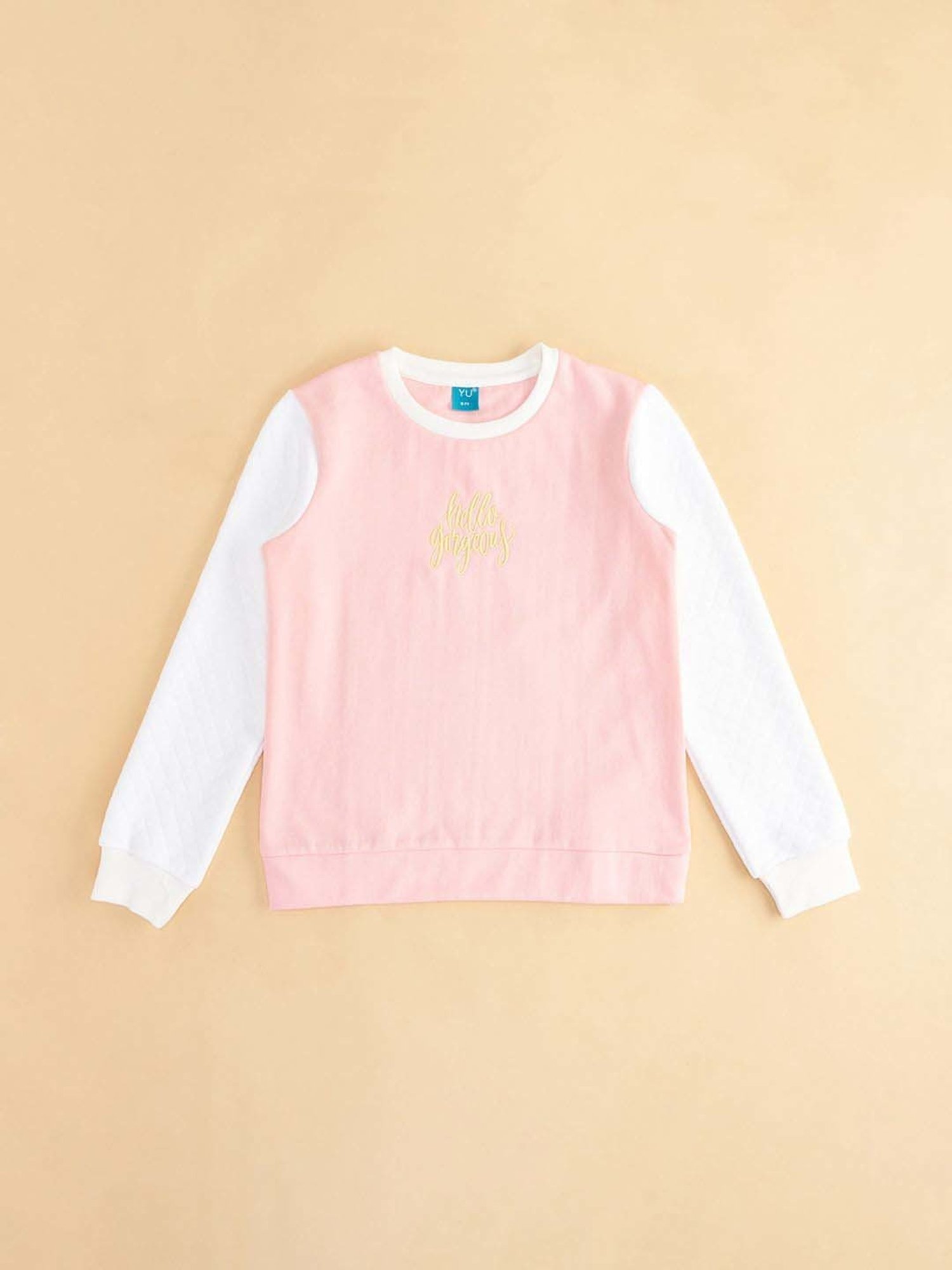 YU by Pantaloons Kids Pink & White Printed Full Sleeves Sweatshirt