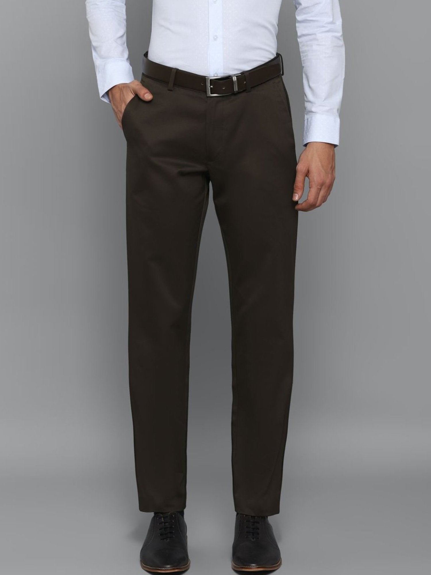 Louis Philippe Brown Slim Fit Trousers