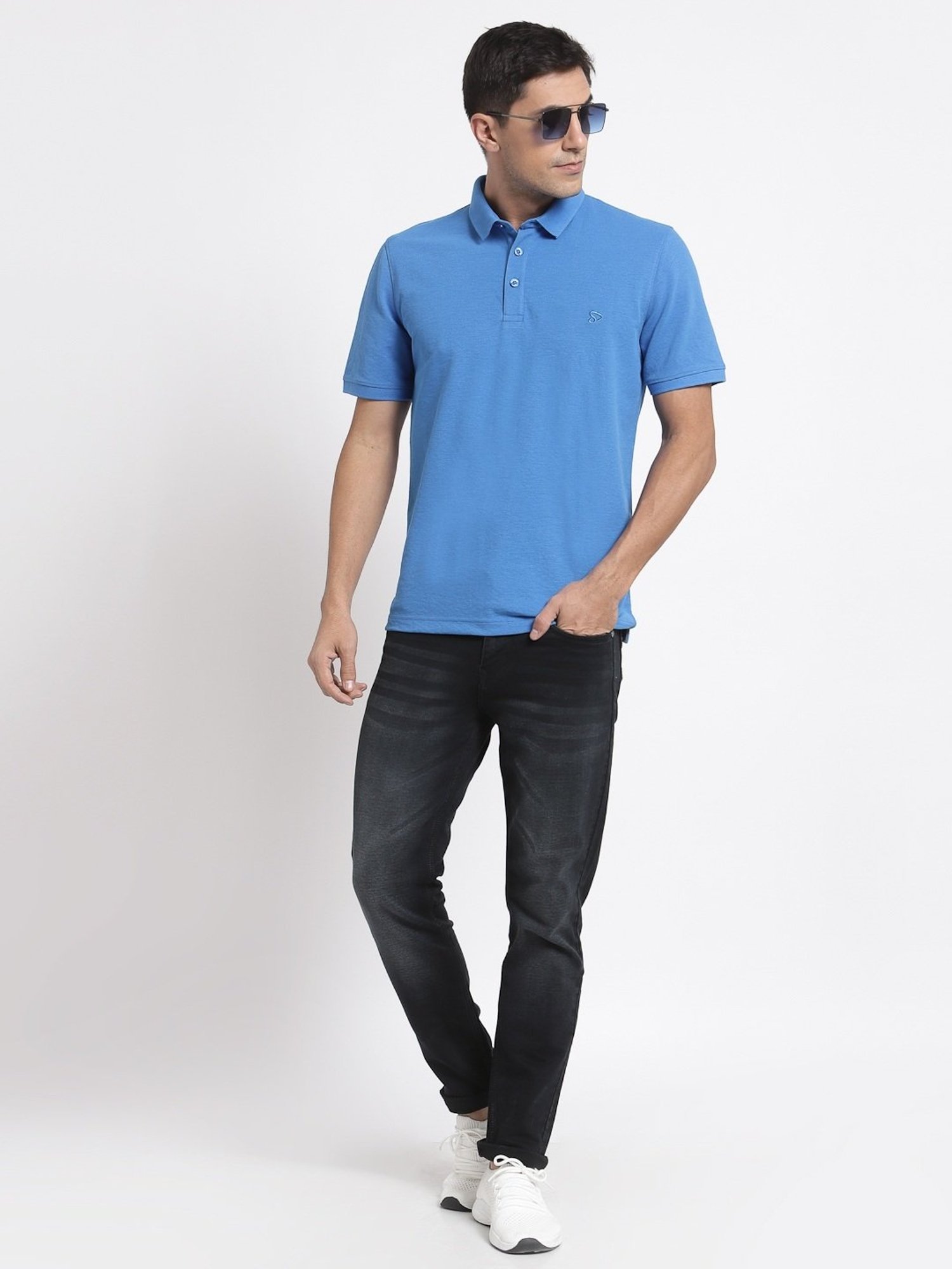 Sporto Blue Regular Fit Polo T-Shirt