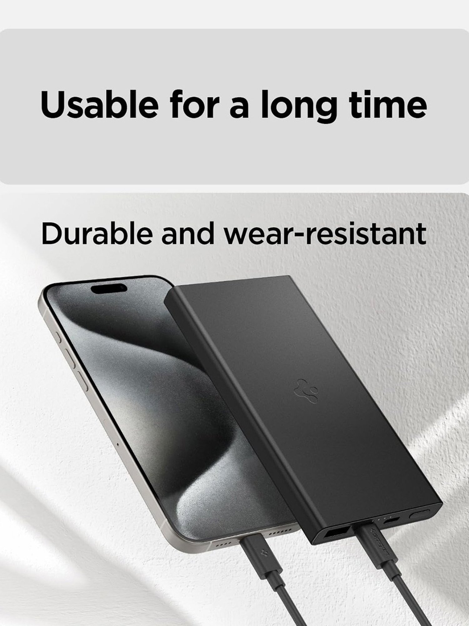 Spigen Durable Alloy Power Bank 10000mAh, 22.5W Fast Charging Power Bank (Black)