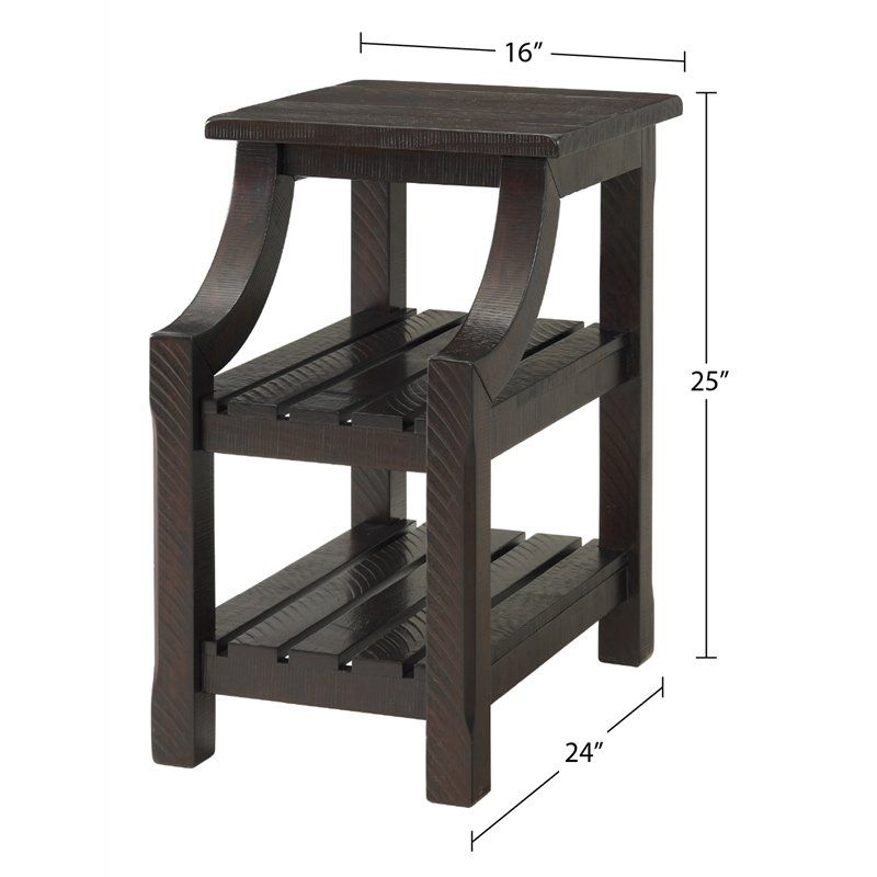Barn Door Chairside Table with Power Espresso Brown - Martin Svensson Home