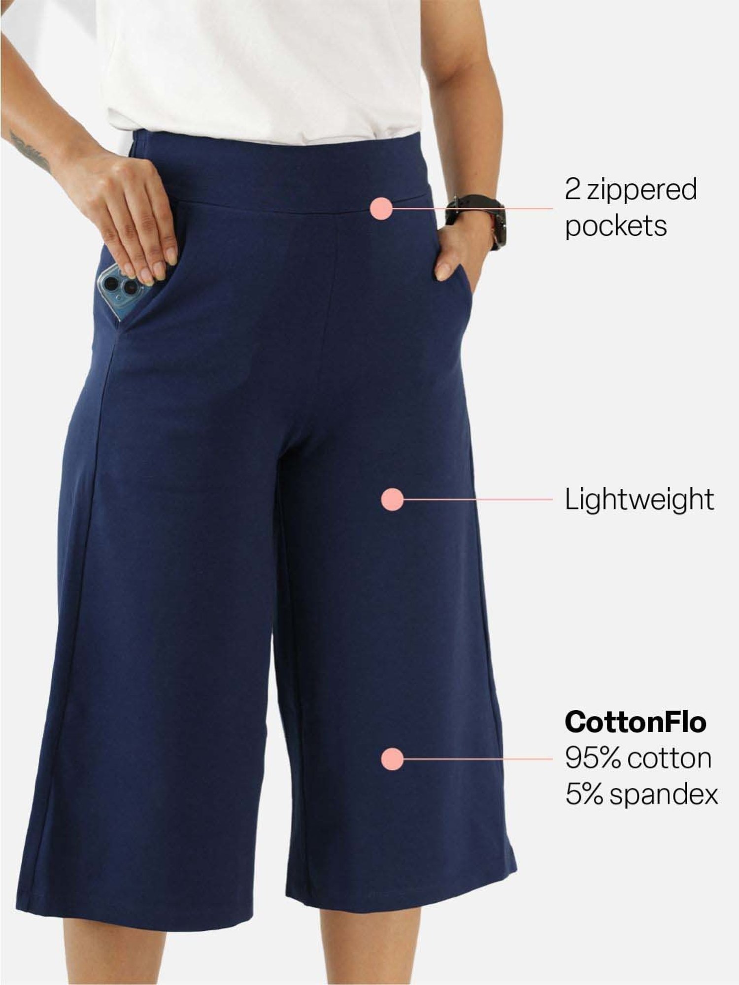 BlissClub Navy Cotton Culottes