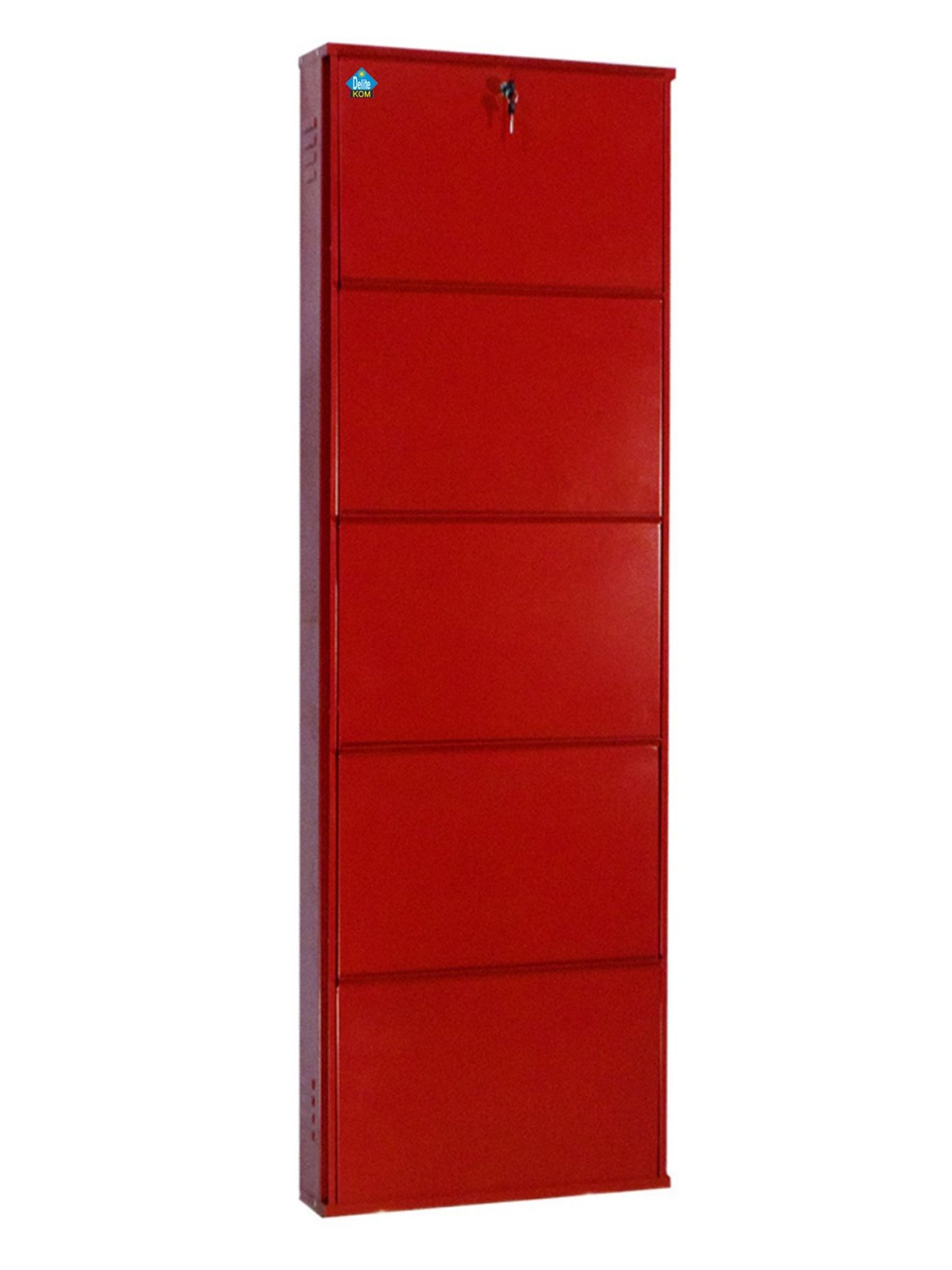Delite Kom Metal Shoe Rack - 20" 5 Shelf, Brick Red, PowderCoat, Wall Mount, DIY
