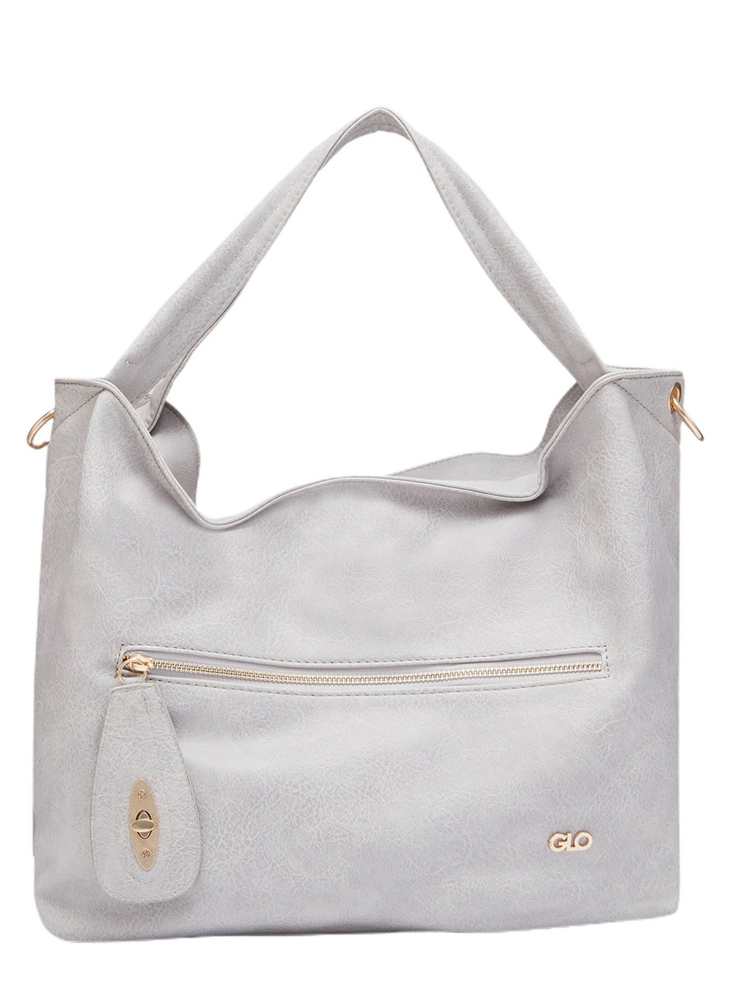 Globus Women Grey Textured Vegan Leather Hobo Bag