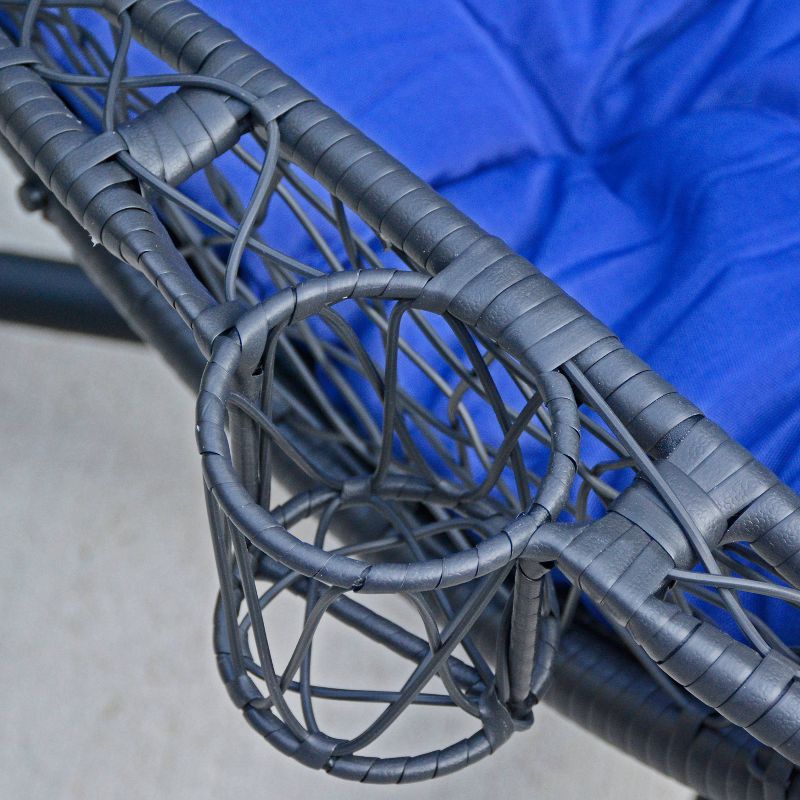 Cushioned Rattan Wicker Hanging Chair with Stand - Blue - Algoma