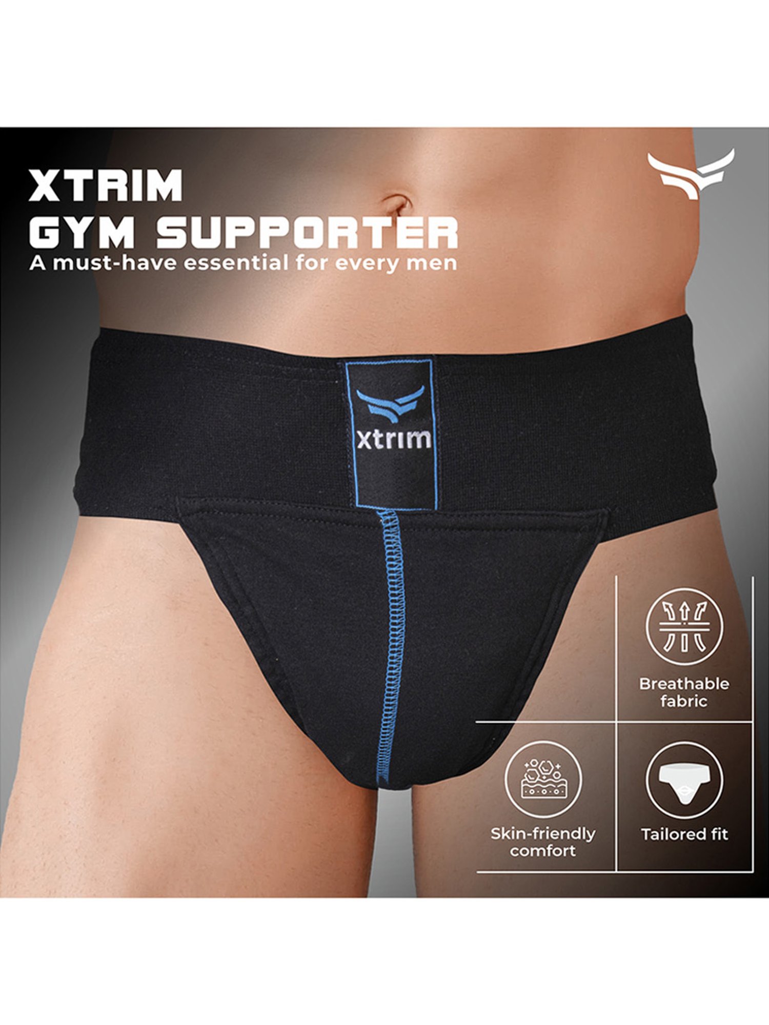 Xtrim Gym Supporter for Men (Black) Size - XL