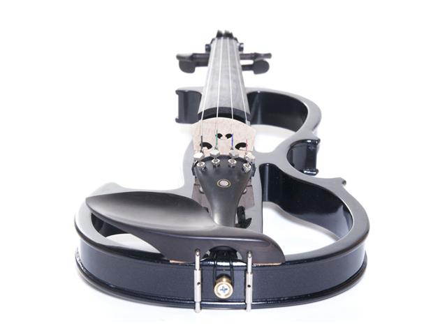 Cecilio 3/4CEVN-2BK Size 3/4 Electric Silent Solidwood Violin w/ Ebony Fittings in Style 2 - Metallic Black