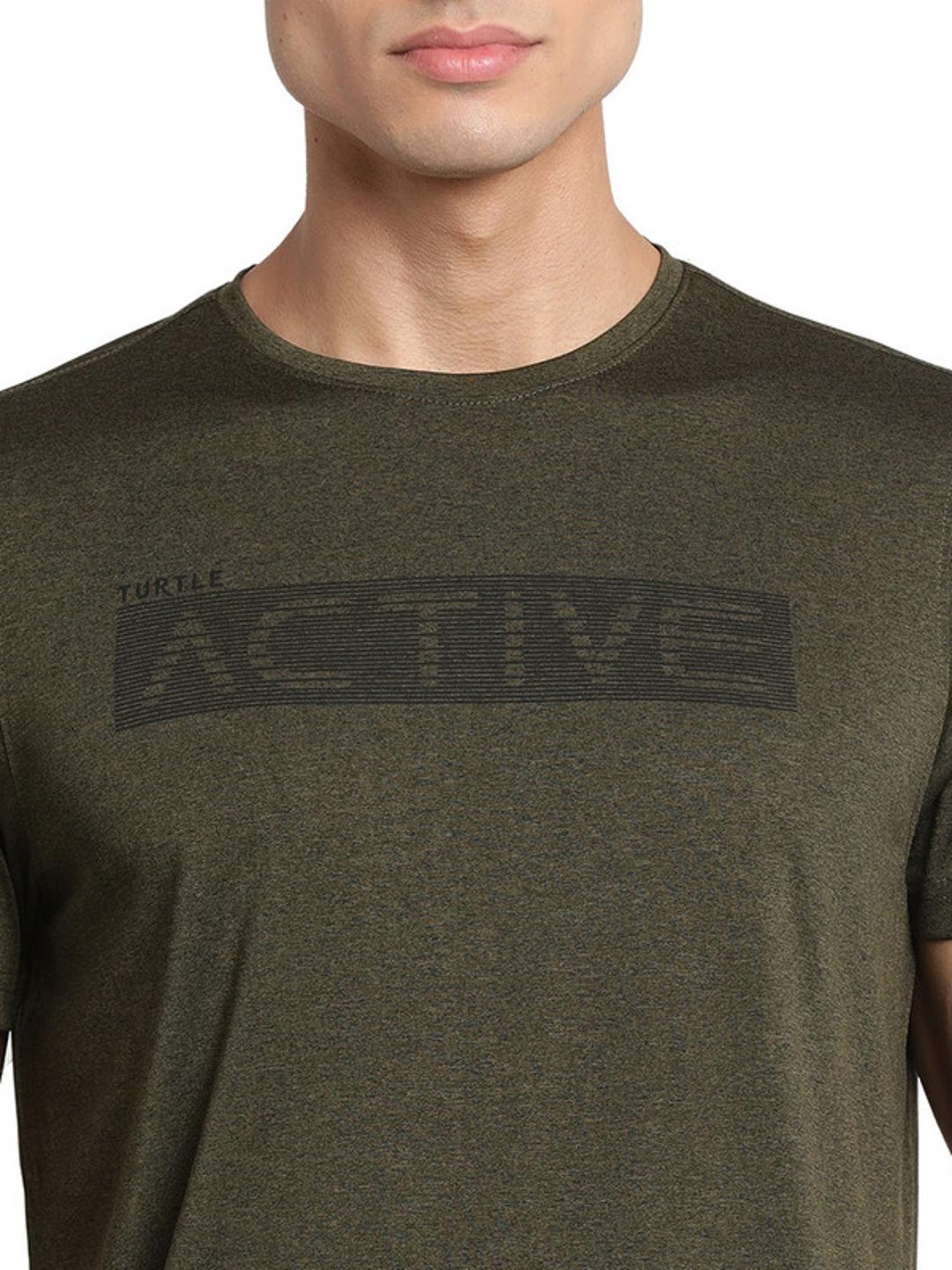 Turtle Green Slim Fit Printed T-Shirts