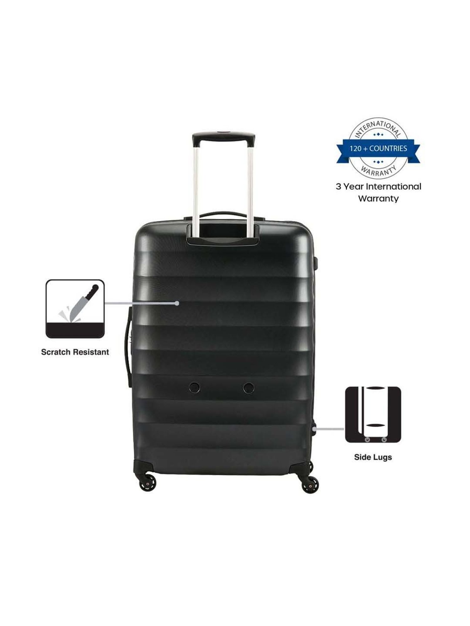 American Tourister Barcelona Gunmetal Textured Hard Large Trolley Bag - 55 cm