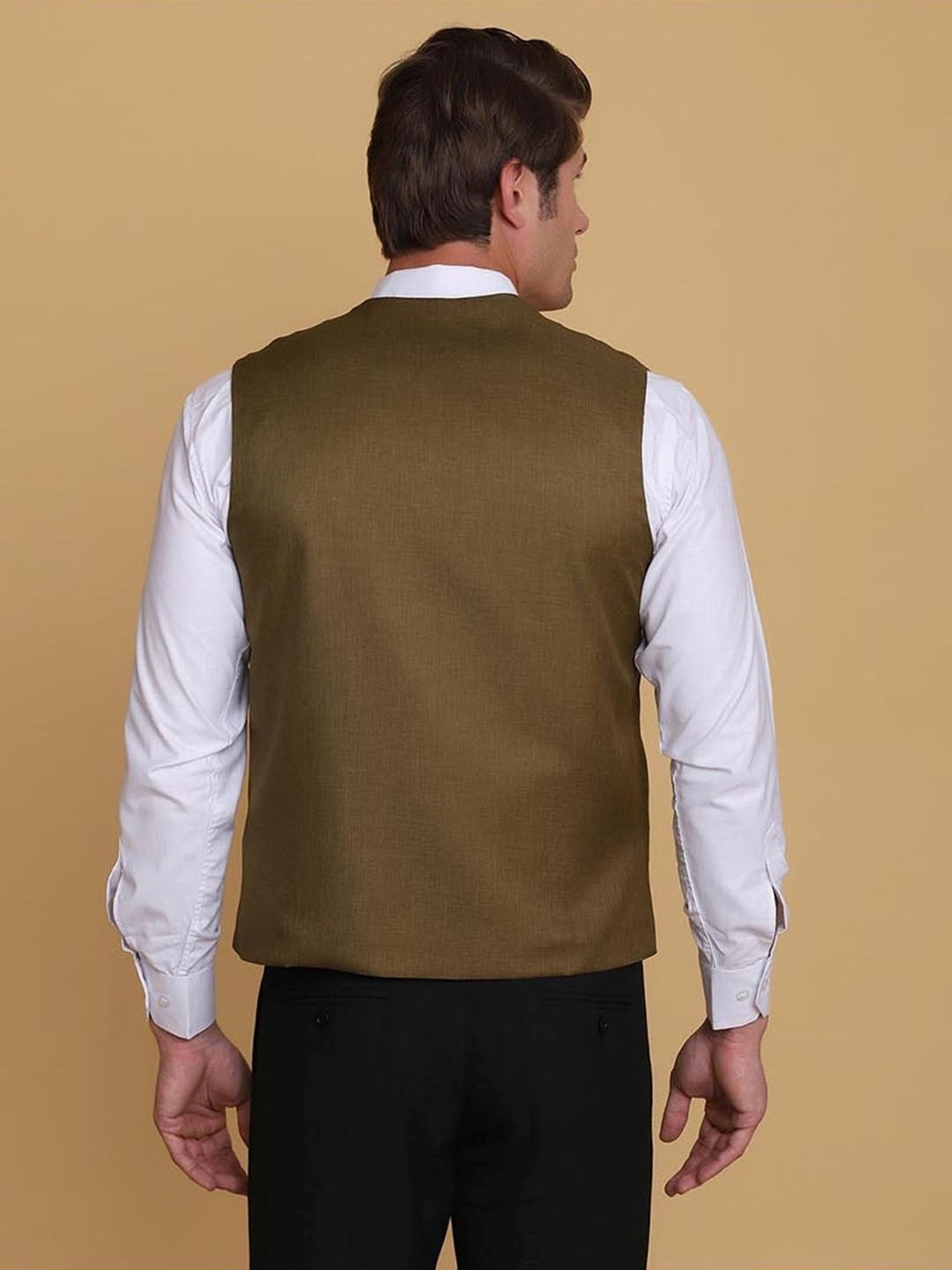 TAHVO Green Slim Fit Waistcoat