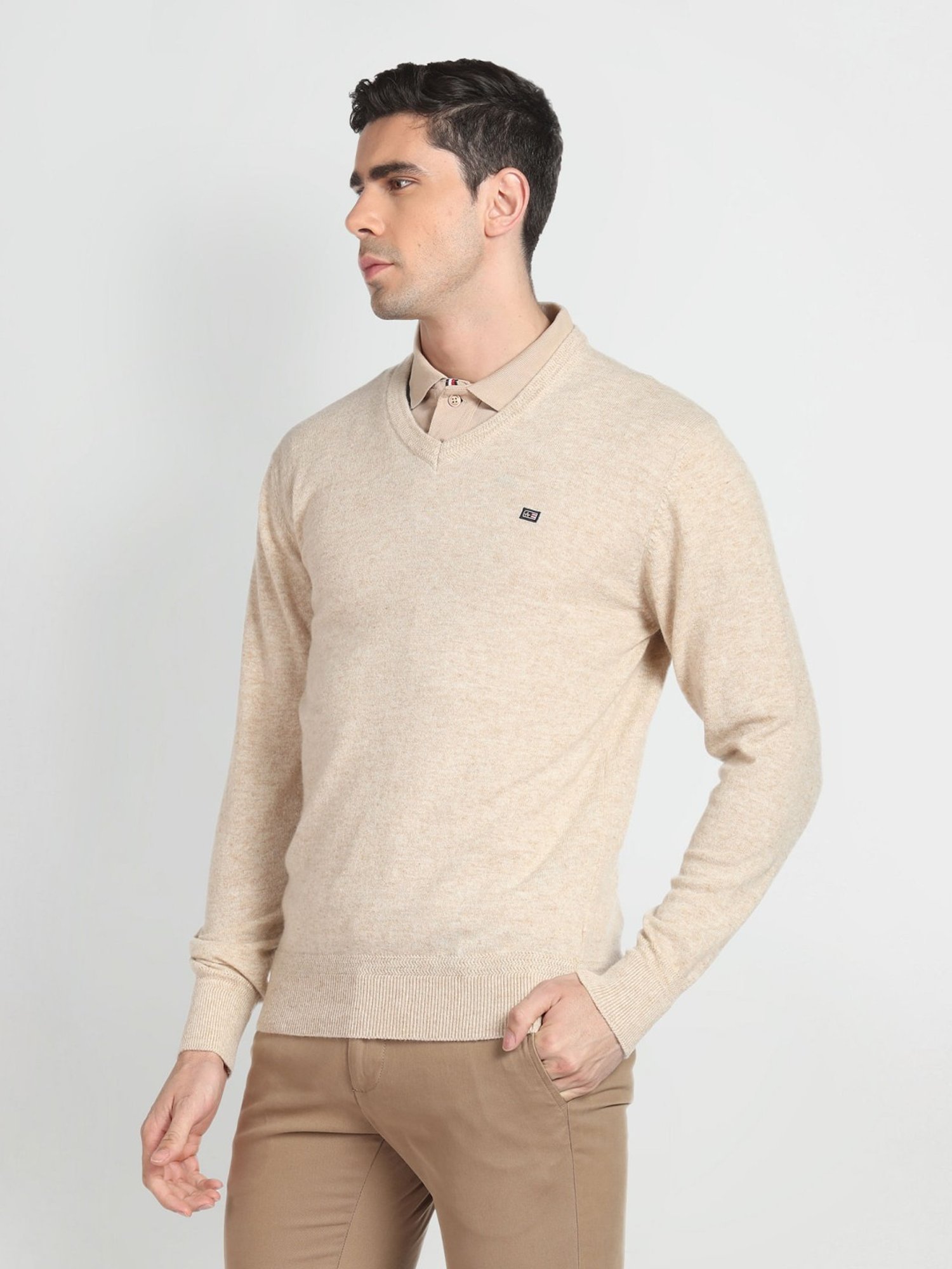 Arrow Sport Beige Regular Fit Sweater