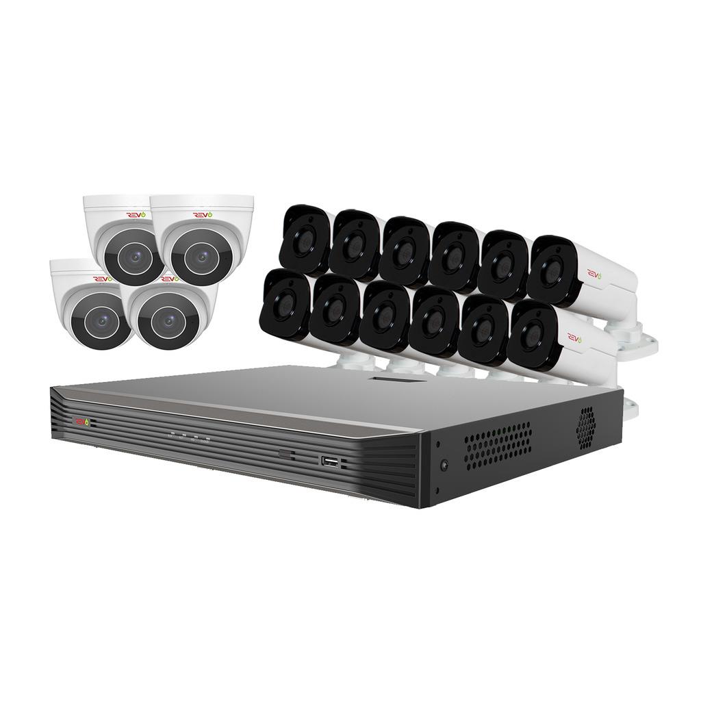 Revo America RU162BNDL-5 Ultra HD Audio Capable 16 Channel Surveillance System with 16 4 Megapixel Cameras