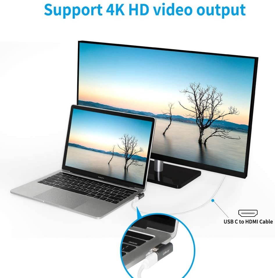 Magnetic USB C Adapter 20Pins Type C Connector Support USB PD 100W Quick Charge 10Gb/s Data Transfer and 4K@60 Hz Video Output Compatible with MacBook Pro/Air and More Type C Devices (Grey)