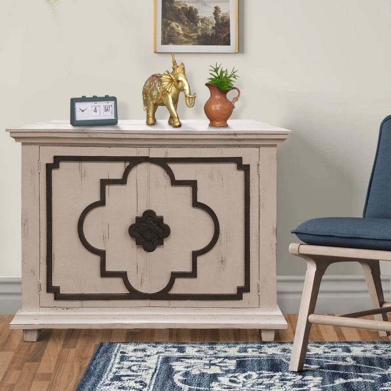 Kolczak Boho Handcrafted Mango Wood 2 Door Cabinet Light Gray - Christopher Knight Home